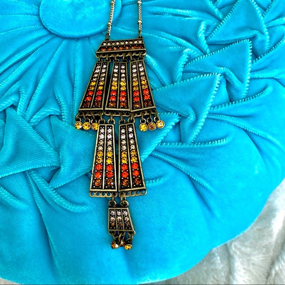 Sequin Brand Long Art Deco Rhinestone Necklace - Picture 7 of 13